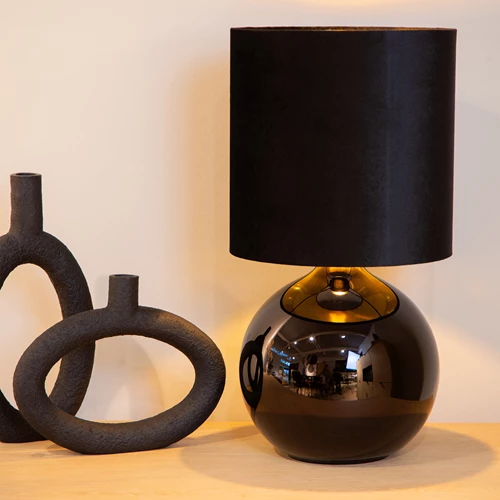 Lucide ESTERAD - Lámpara de mesa - Ø 24 cm - 1xE14 - Negro - ambiente 1